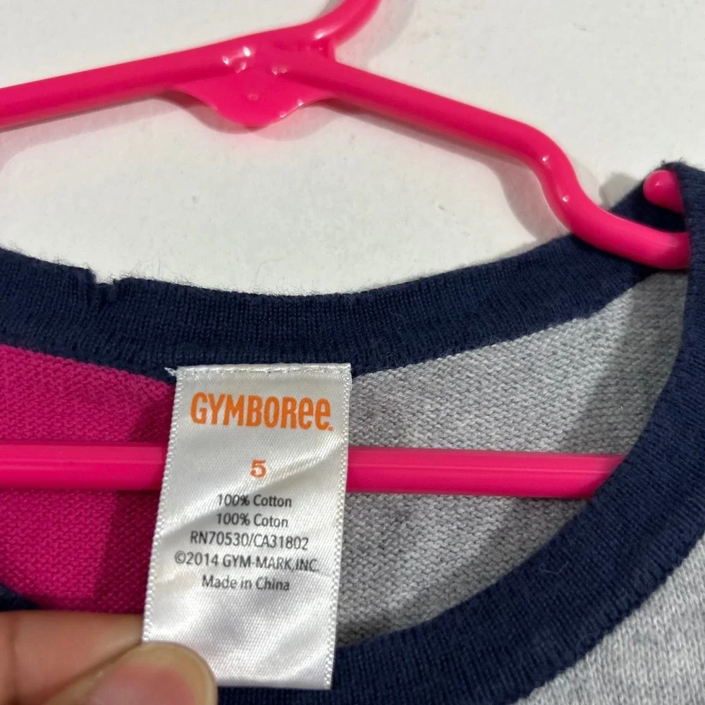 Gymboree Girls Colorblock Sleeveless Sweater Dress Size 5 Pink Gray Navy Cotton